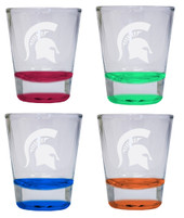 4-Pack Michigan State Spartans Etched Round Shot Glass 2 oz