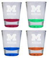 4-Pack Michigan Wolverines Etched Round Shot Glass 2 oz