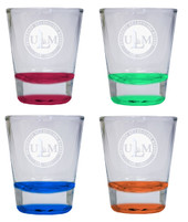4-Pack University of Louisiana Monroe Etched Round Shot Glass 2 oz