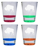 4-Pack West Texas A&M Buffaloes Etched Round Shot Glass 2 oz