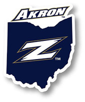 Akron Zips 4 Inch State Shape Vinyl Decal Sticker 4-Pack