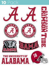 Alabama Crimson Tide 10 Pack Collegiate Vinyl Decal Sticker