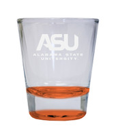 Alabama State University Etched Round Shot Glass 2 oz Orange