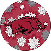 Arkansas Razorbacks NCAA Collegiate Trendy Floral Flower Fashion Pattern 4 Inch Round Decal Sticker