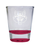 Arkansas State Etched Round Shot Glass 2 oz Red