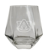Auburn Tigers Etched Diamond Cut Stemless 10 ounce Wine Glass Clear