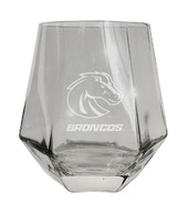 Boise State Broncos Etched Diamond Cut Stemless 10 ounce Wine Glass Clear