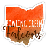 Bowling Green Falcons Watercolor State Die Cut Decal 4-Inch