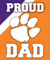 Clemson Tigers NCAA Collegiate 5x6 Inch Rectangle Stripe Proud Dad Decal Sticker