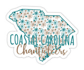 Coastal Carolina University Floral State Die Cut Decal 2-Inch
