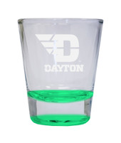 Dayton Flyers Etched Round Shot Glass 2 oz Green