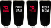 Dayton Flyers Proud Mom and Dad 16 oz Insulated Stainless Steel Tumblers 2 Pack Black.