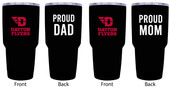 Dayton Flyers Proud Mom and Dad 24 oz Insulated Stainless Steel Tumblers 2 Pack Black.