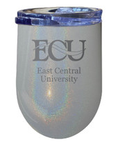 East Central University Tigers 12 oz Laser Etched Insulated Wine Stainless Steel Tumbler Rainbow Glitter Grey