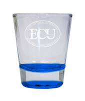 East Central University Tigers Etched Round Shot Glass 2 oz Blue