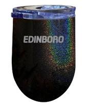 Edinboro University 12 oz Laser Etched Insulated Wine Stainless Steel Tumbler Rainbow Glitter Black
