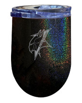 Elizabeth City State University 12 oz Laser Etched Insulated Wine Stainless Steel Tumbler Rainbow Glitter Black