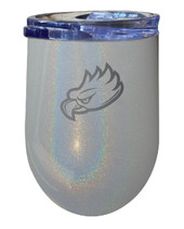Florida Gulf Coast Eagles 12 oz Laser Etched Insulated Wine Stainless Steel Tumbler Rainbow Glitter Grey