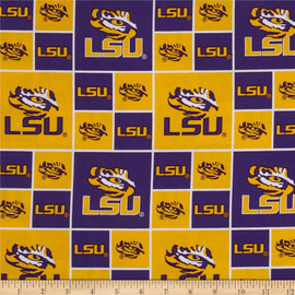 Louisiana State University LSU Tigers Cotton Fabric with Geometric Print Louisiana State University LSU Tigers Cotton Fabric with Geometric Print