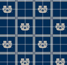Utah State University Aggies Flannel Fabric with Plaid Print Utah State University Aggies Flannel Fabric with Plaid Print