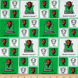 Marshall University Thundering Herd Cotton Fabric with Geometric Print