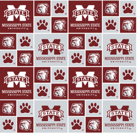 Mississippi State University Bulldogs Cotton Fabric with Geometric Print Mississippi State University Bulldogs Cotton Fabric with Geometric Print