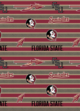 Florida State University FSU Seminoles Cotton Fabric with Polo Stripe Print Florida State University FSU Seminoles Cotton Fabric with Polo Stripe Print