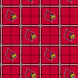 NCAA Louisville Cardinals Buffalo Plaid Fleece Fabric LOU-1190