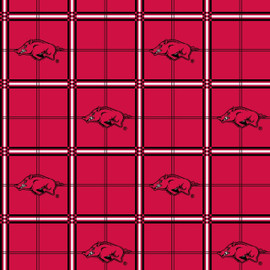 University of Arkansas Razorbacks Flannel Fabric with Plaid Print