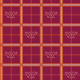Virginia Tech Hokies Flannel Fabric with Plaid Print Virginia Tech Hokies Flannel Fabric with Plaid Print