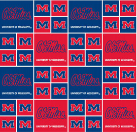 University of Mississippi Rebels Cotton Fabric with Geometric Print