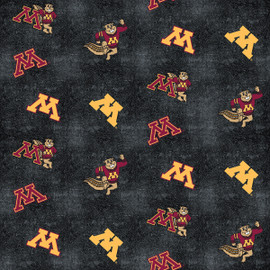 University of Minnesota Golden Gophers Flannel Fabric with Distressed Logo Print University of Minnesota Golden Gophers Flannel Fabric with Distressed Logo Print