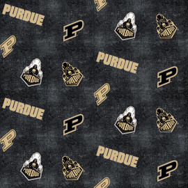 Purdue University Boilermakers Flannel Fabric with Distressed Logo Print Purdue University Boilermakers Flannel Fabric with Distressed Logo Print