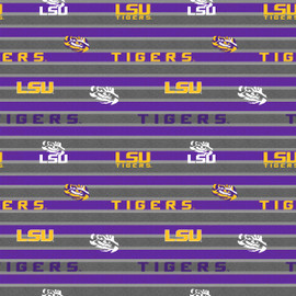 LSU Polo Fleece Stripe Design-Sold By the Yard LSU Polo Fleece Stripe Design-Sold By the Yard