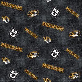 University of Missouri Tigers Flannel Fabric with Distressed Logo Print University of Missouri Tigers Flannel Fabric with Distressed Logo Print