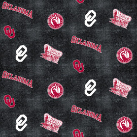 University of Oklahoma Sooners Flannel Fabric with Distressed Logo Print University of Oklahoma Sooners Flannel Fabric with Distressed Logo Print