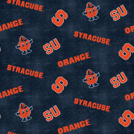 Syracuse University Orange Flannel Fabric with Distressed Logo Print Syracuse University Orange Flannel Fabric with Distressed Logo Print