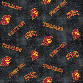 University of Southern California USC Trojans Flannel Fabric with Distressed Logo Print University of Southern California USC Trojans Flannel Fabric with Distressed Logo Print