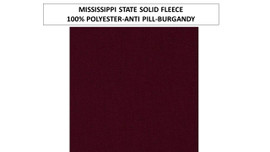 Mississippi State Solid Burgandy Fleece Fabric-Sold By The Yard