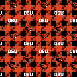 Oregon State Beavers Fleece Fabric with Buffalo Plaid design-Sold by the Yard Oregon State Beavers Fleece Fabric with Buffalo Plaid design-Sold by the Yard