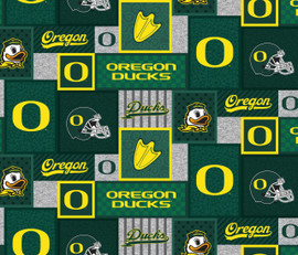 University of Oregon Fleece Fabric with College Patch Design-Sold by the yard University of Oregon Fleece Fabric with College Patch Design-Sold by the yard