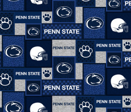 Penn State University Fleece Fabric with College Patch Design-Sold by the yard Penn State University Fleece Fabric with College Patch Design-Sold by the yard