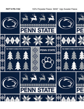 Penn State University Fleece Fabric with Sweater Pattern-Sold by the Yard Penn State University Fleece Fabric with Sweater Pattern-Sold by the Yard