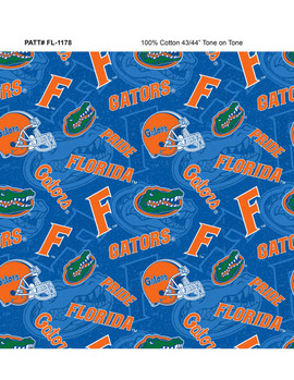 University of Florida Gators Cotton Fabric with Tone On Tone Print University of Florida Gators Cotton Fabric with Tone On Tone Print
