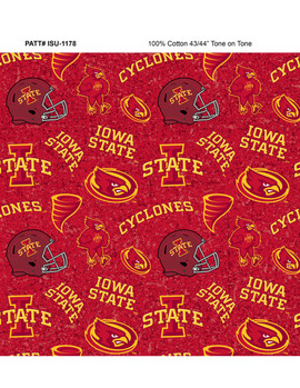 Iowa State University Cyclones Cotton Fabric with Tone On Tone Print Iowa State University Cyclones Cotton Fabric with Tone On Tone Print
