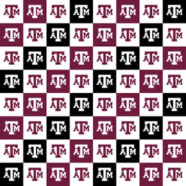 Texas A&M Aggies Cotton Fabric with Collegiate Check Print Texas A&M Aggies Cotton Fabric with Collegiate Check Print