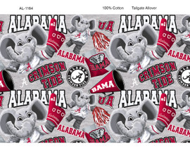University of Alabama Crimson Tide Cotton Fabric with Mascot Heather Print University of Alabama Crimson Tide Cotton Fabric with Mascot Heather Print
