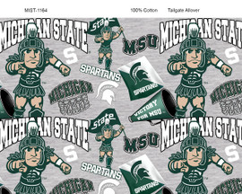 Michigan State University Spartans Cotton Fabric with Mascot Heather Print Michigan State University Spartans Cotton Fabric with Mascot Heather Print