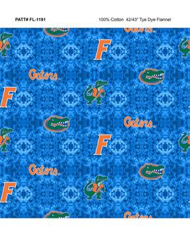 University of Florida Gators Flannel Fabric with Tie Dye Print University of Florida Gators Flannel Fabric with Tie Dye Print