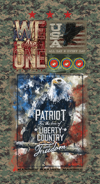 United States Marines Eagle Cotton Quilting Panel by Sykel-24x44 United States Marines Eagle Cotton Quilting Panel by Sykel-24x44